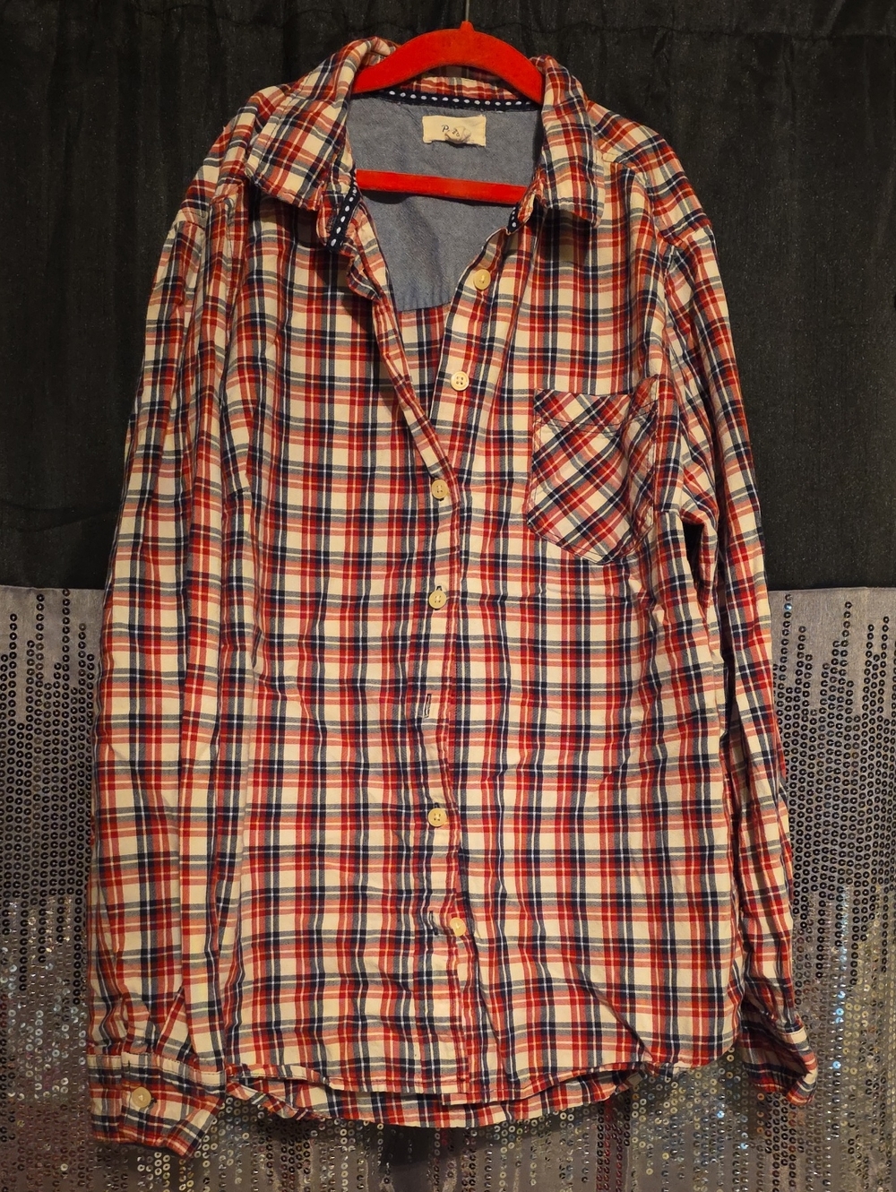 Per Se Red, Blue & White Plaid Button-Down Shirt